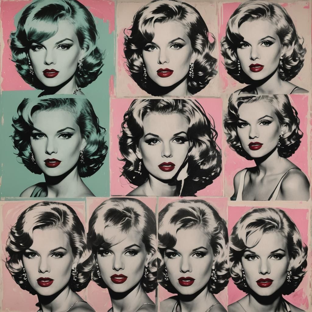 Taylor Swift Portrait in Warhol Pop Art Style