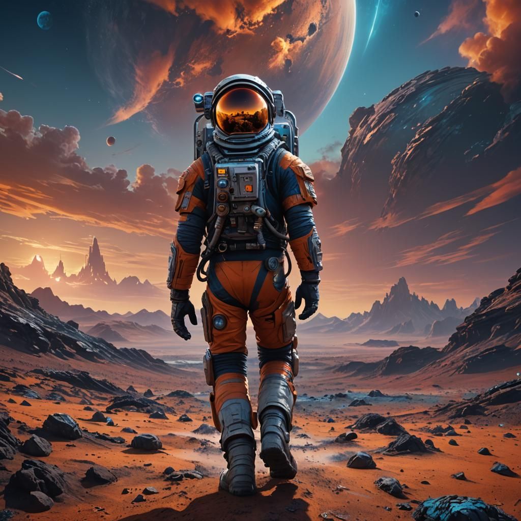 Astronaut on Distant Planet: Fantasy Concept Art