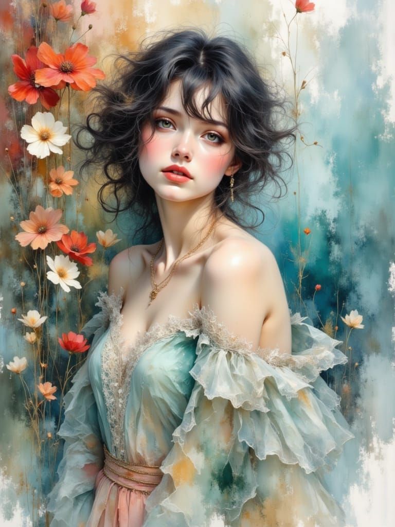 Ethereal Art Nouveau Watercolour Dreamscape