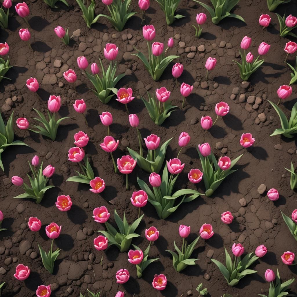 Pink Tulip Detailed Matte Painting