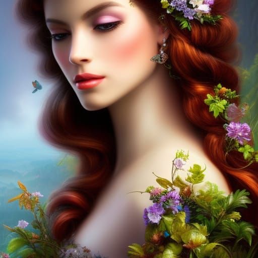 Mystic Fairy Queen Portrait in Hyperdetailed Style