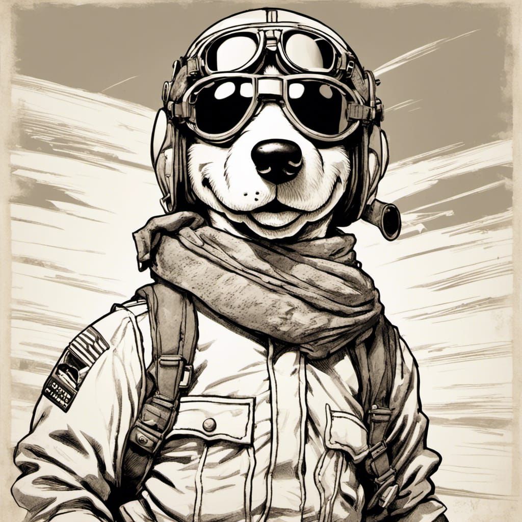 Snoopy as Fighter Pilot in Rockwell Style