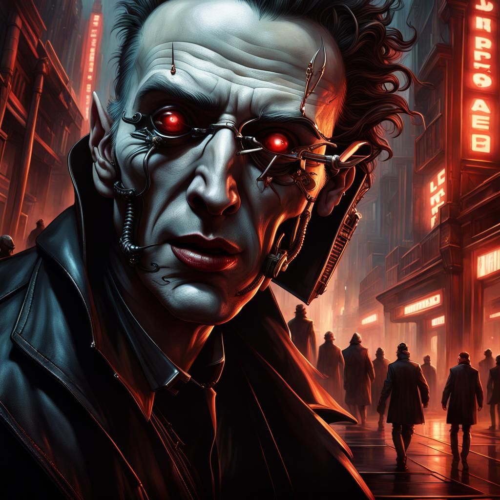 Cyberpunk Vampire Escapes Cyborgs in Futuristic City