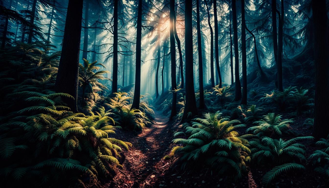 Enchanted Forest: A Cinematic and Ominous Scene