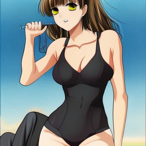 Sophie Marceau in Swimsuit: Manga Style Illustration