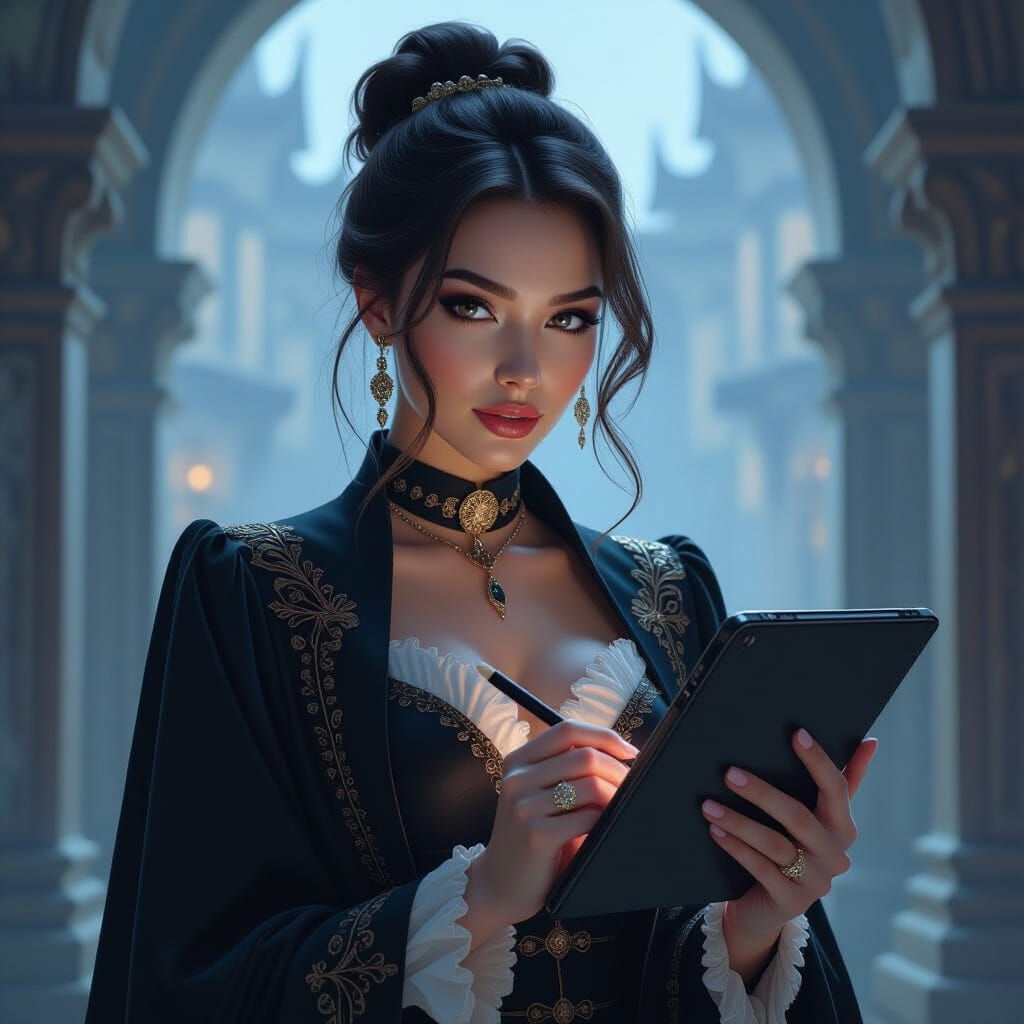 Woman Draws Portrait on iPad in Hyperrealistic Style