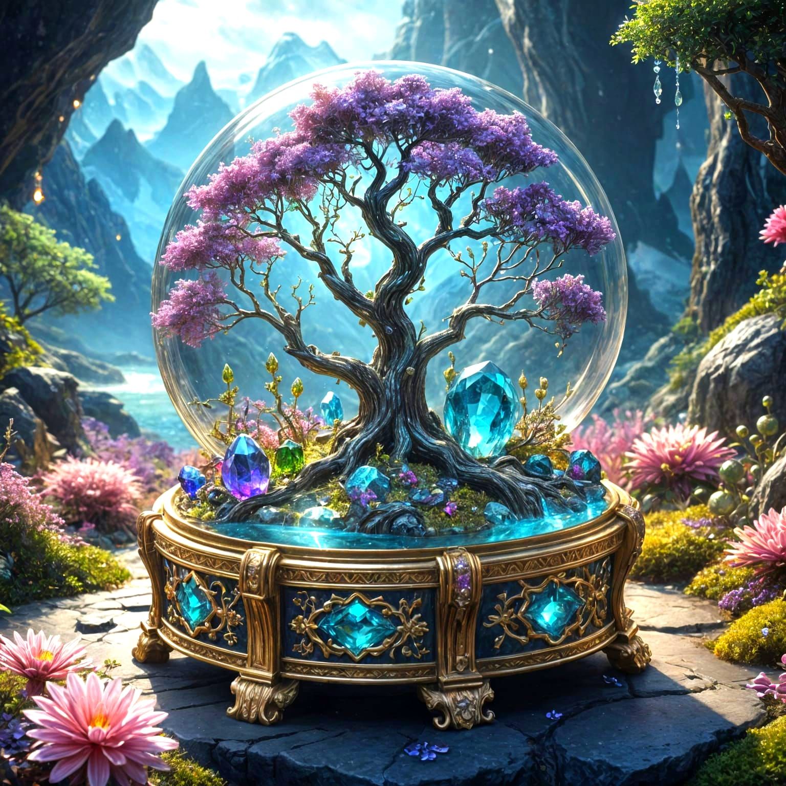 Jeweled Winter Landscape of Gemstone Trees