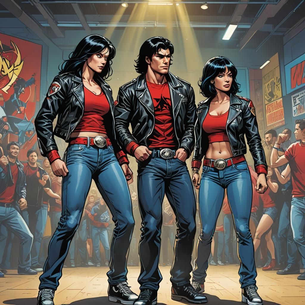 Wrestling Champions in Comic Book Style