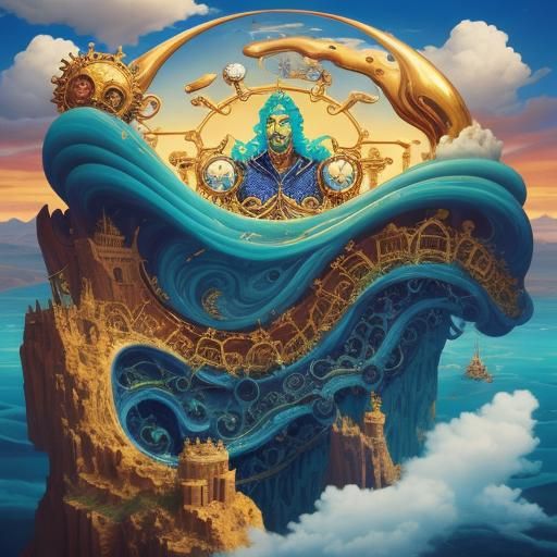 Shocked Man in Surreal Landscape, Salvador Dali Style