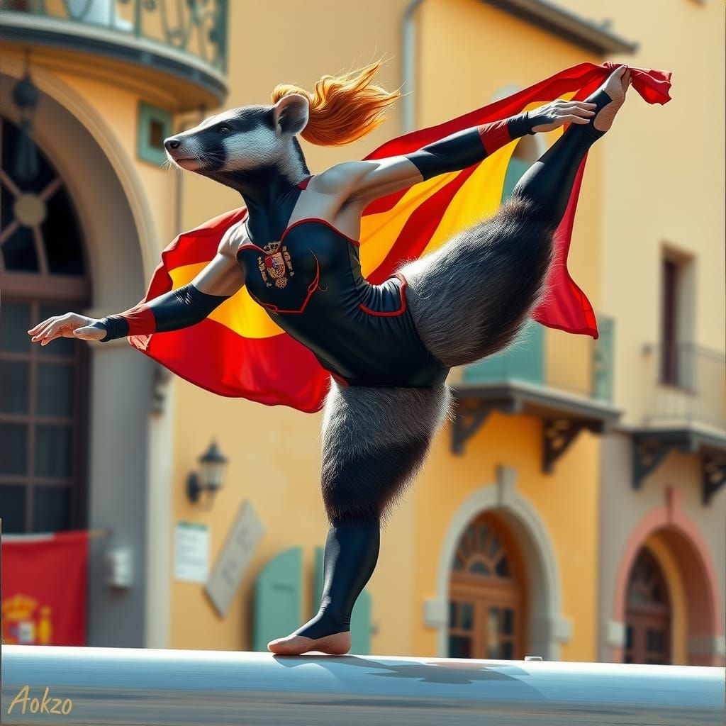 Sensual Spanish Badger Acrobat in Vibrant Dutch Style