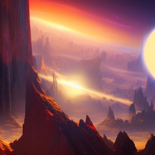 Galactic Sun Explosion in Detailed Matte Painting