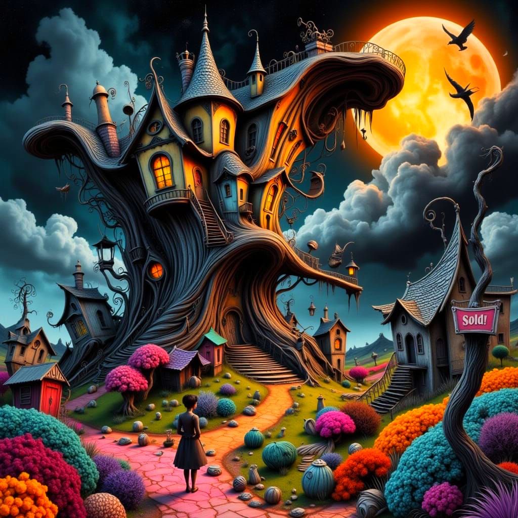 A Mysterious Woman Admires Her Tim Burton-Inspired Dream Hom...