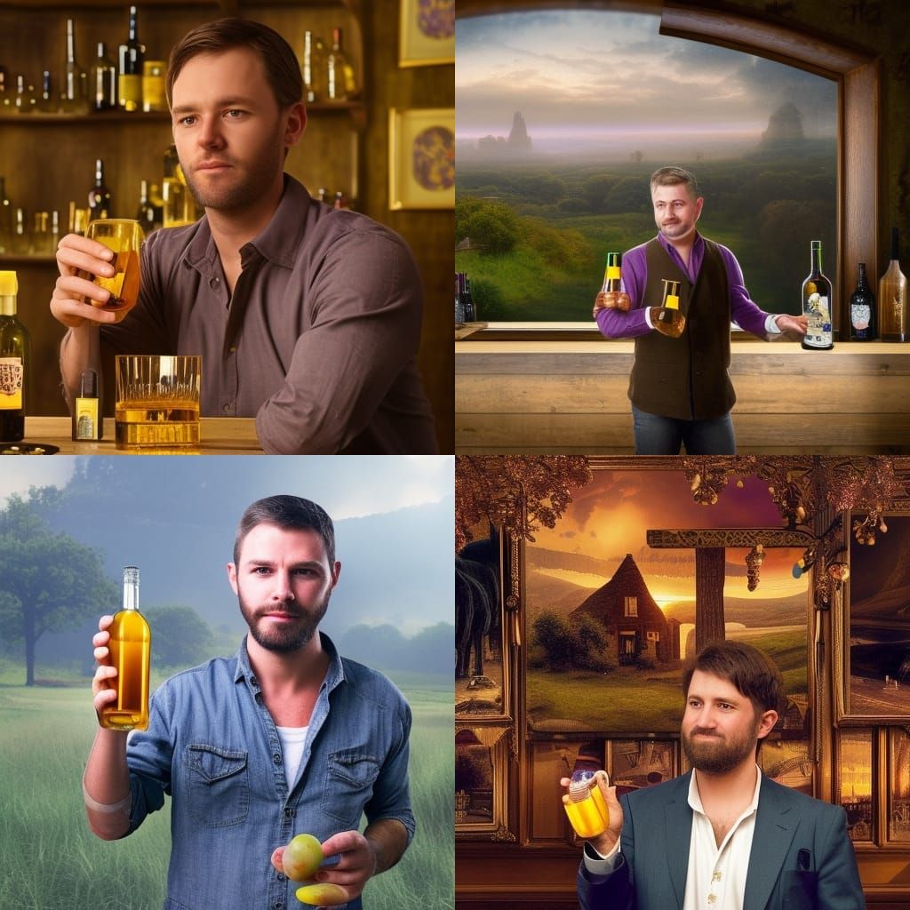 Man with Drink in Country Pub: Digital Matte Painting