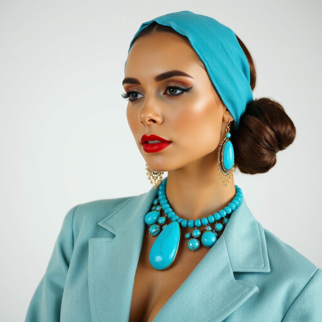 Woman's Fashion with Turquoise Jewelry Accents