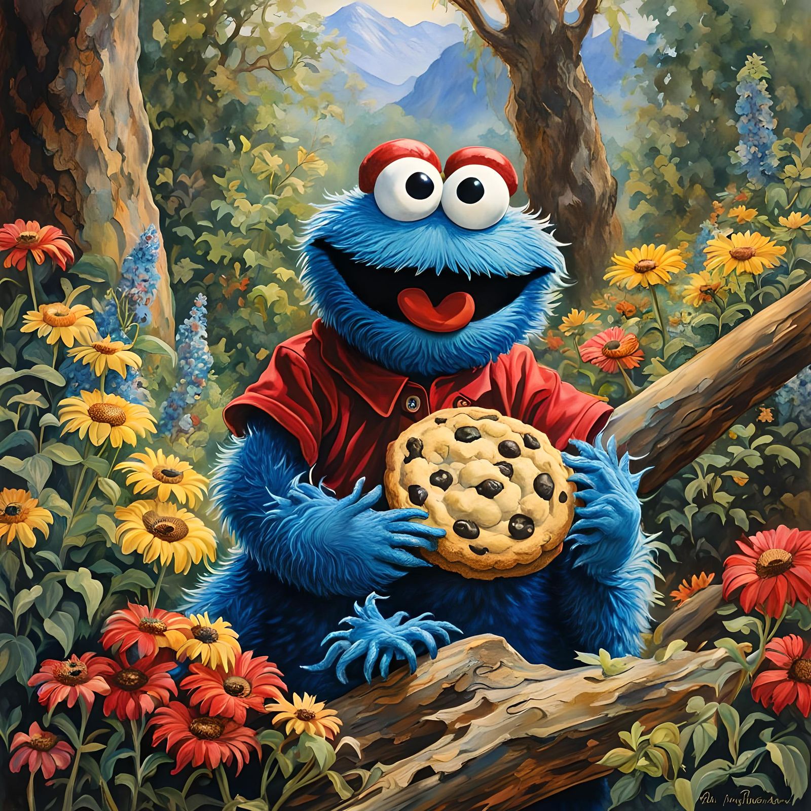 Hyperrealistic Cookie Monster with Googly Eyes