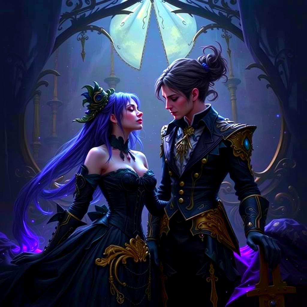 Steampunk Wednesday Addams in Neon Blacklight