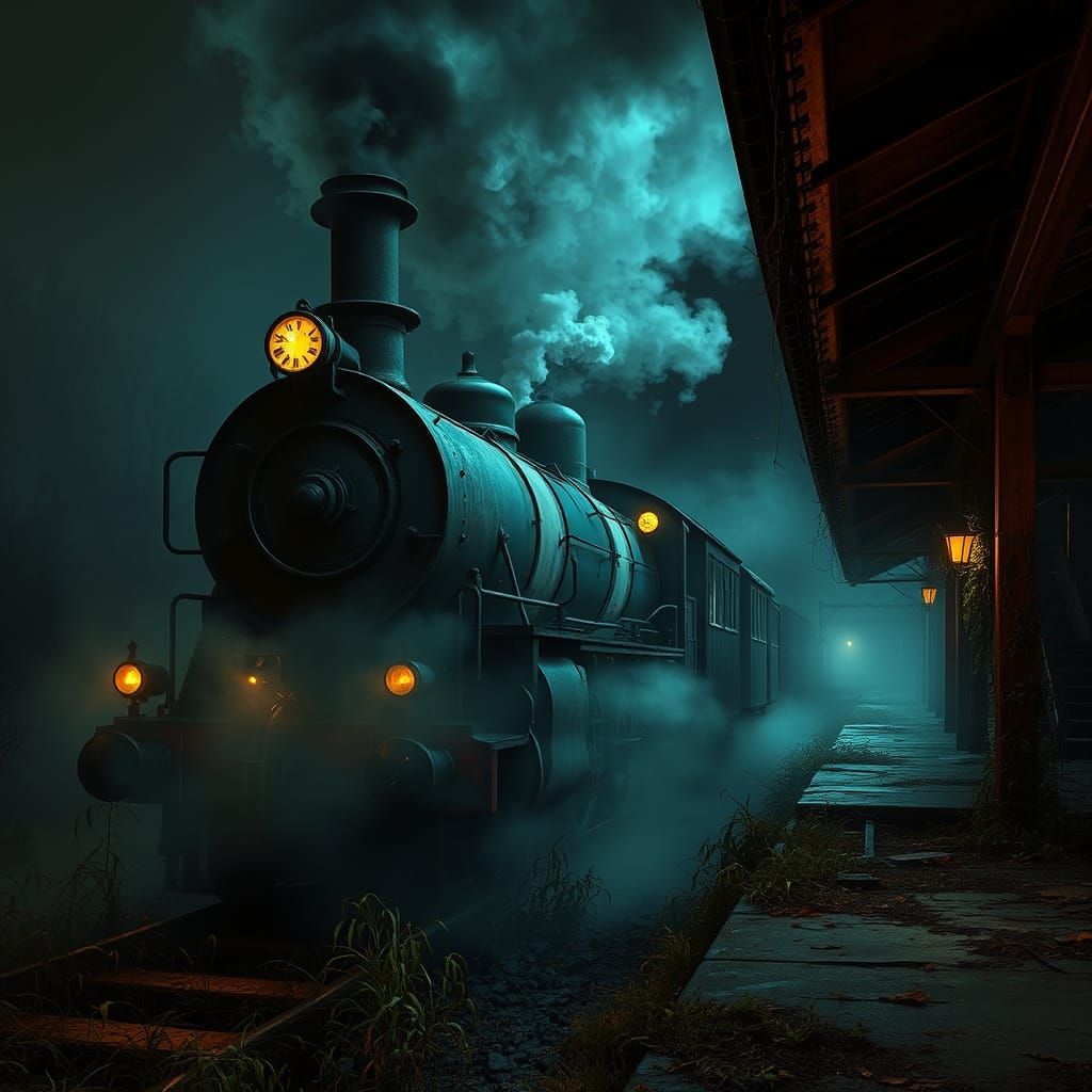 Mysterious Ghost Train in Abandoned Station
