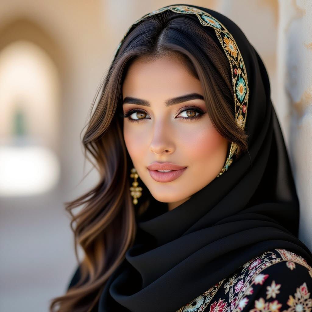 Elegant Saudi Woman in Traditional Dress Portrait