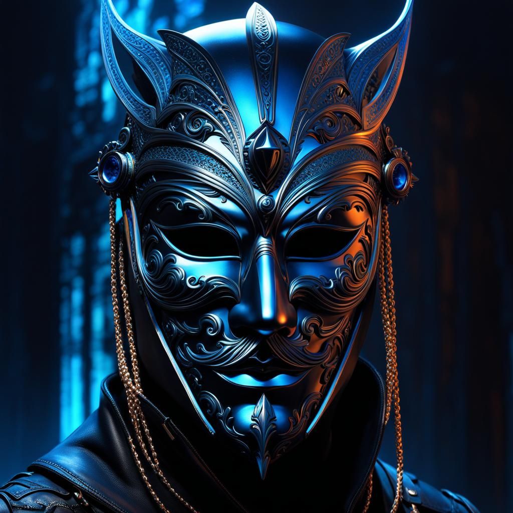 Blacklight Venice Carnival Mask Portrait