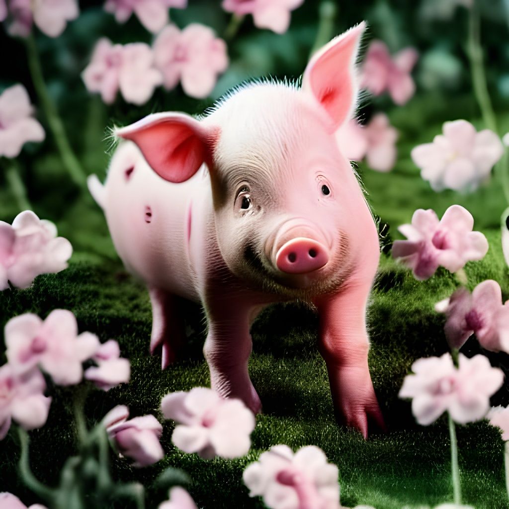 Cute Baby Piglet in Studio Ghibli Style