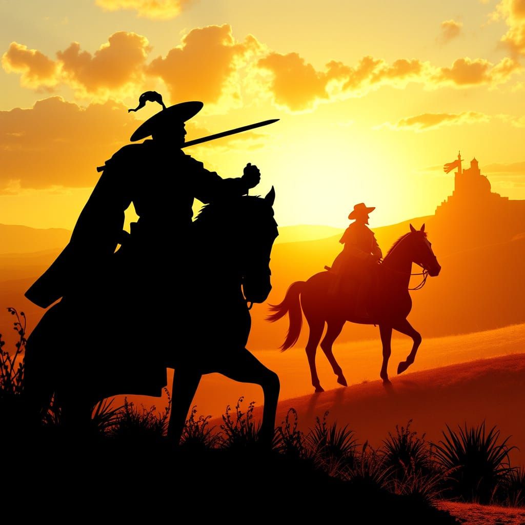 Don Quixote and Sancho Panza Silhouettes