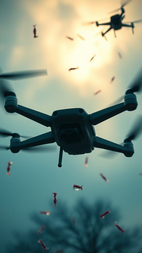 Drones Unleash Candy in Cinematic Film Still
