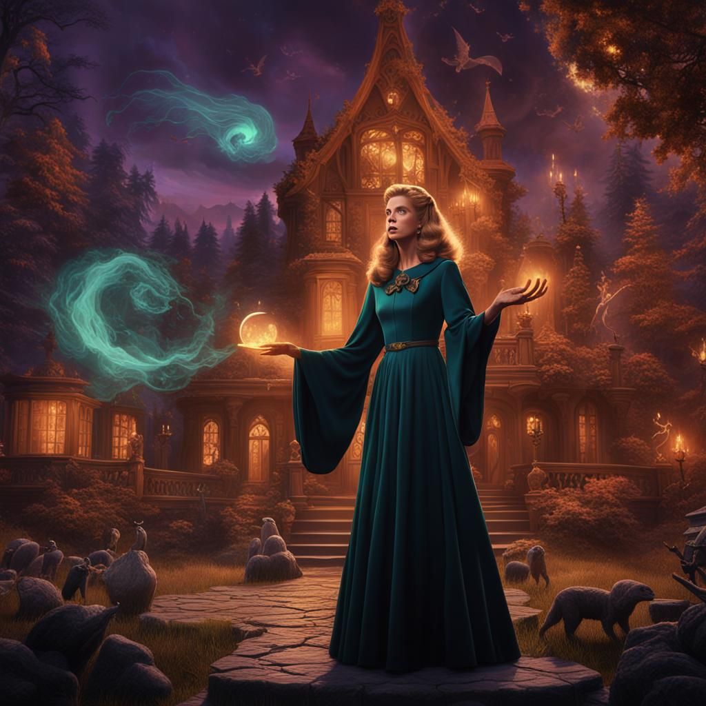 Elizabeth Montgomery Casting a Spell: Matte Painting