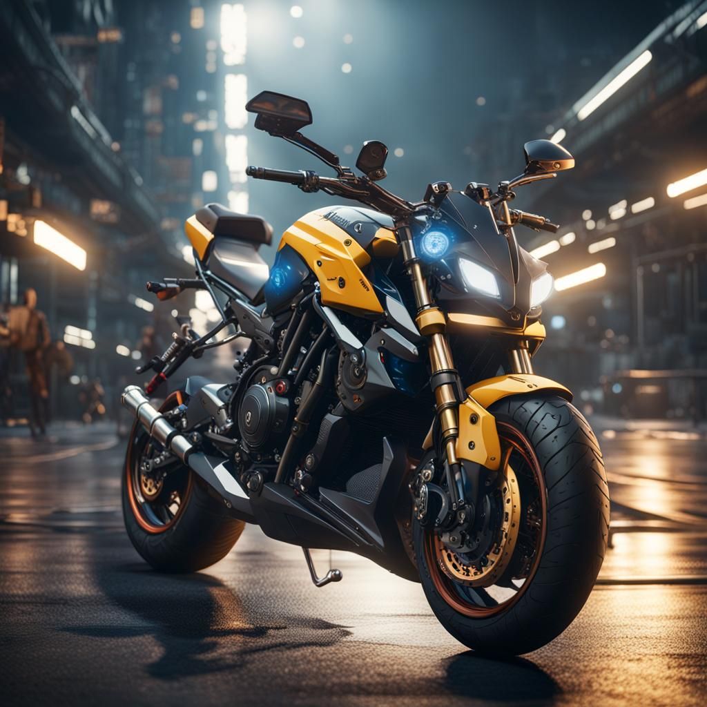 Ultramodern Motorcycle in 3D Game Cinematic Style