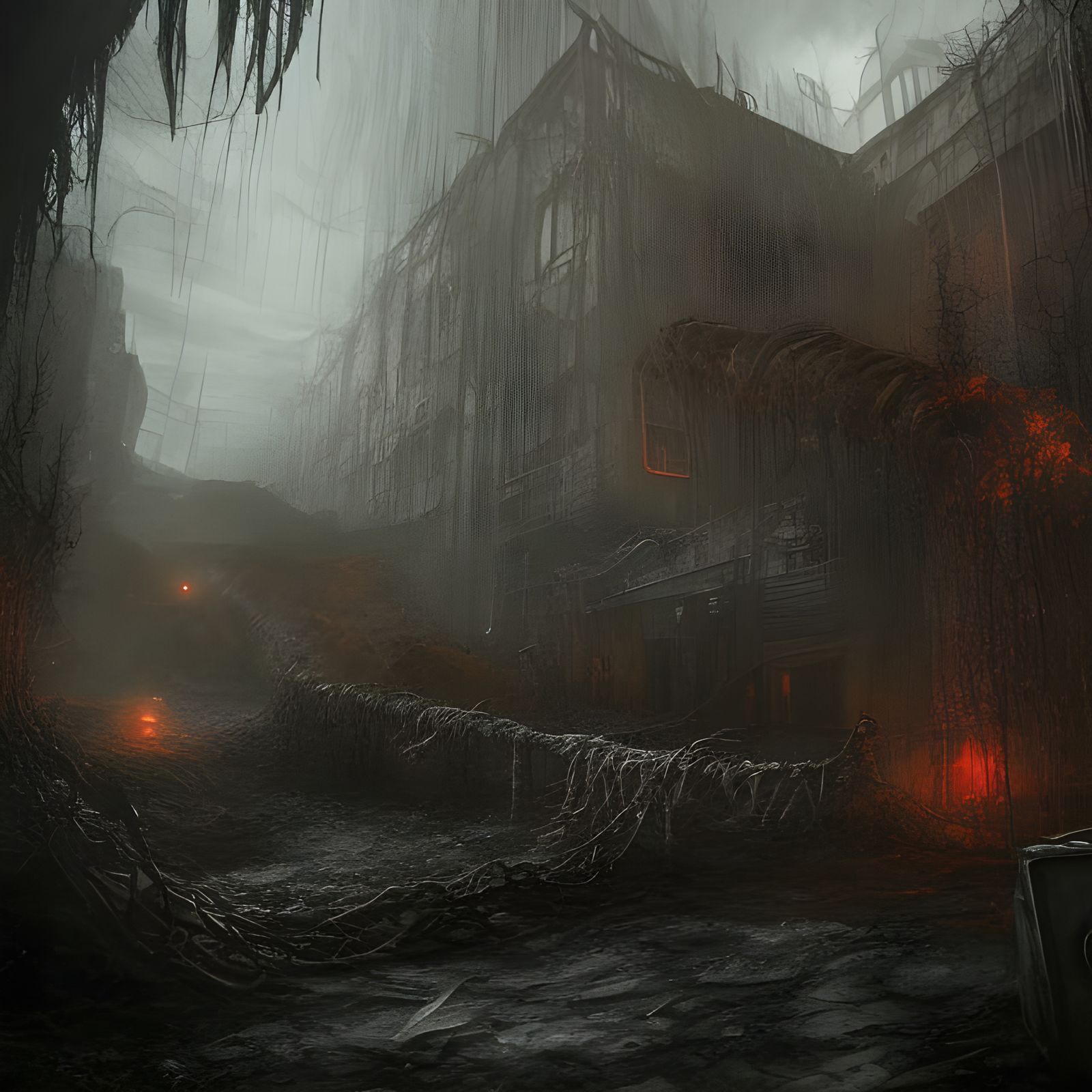 Dark Post-Apocalyptic World Destroyed by Lovecraftian Abomin...