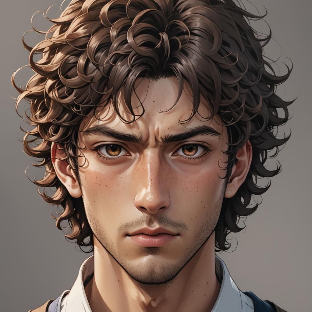 Anime Portrait of a Handsome Man in Cel-Shaded Style