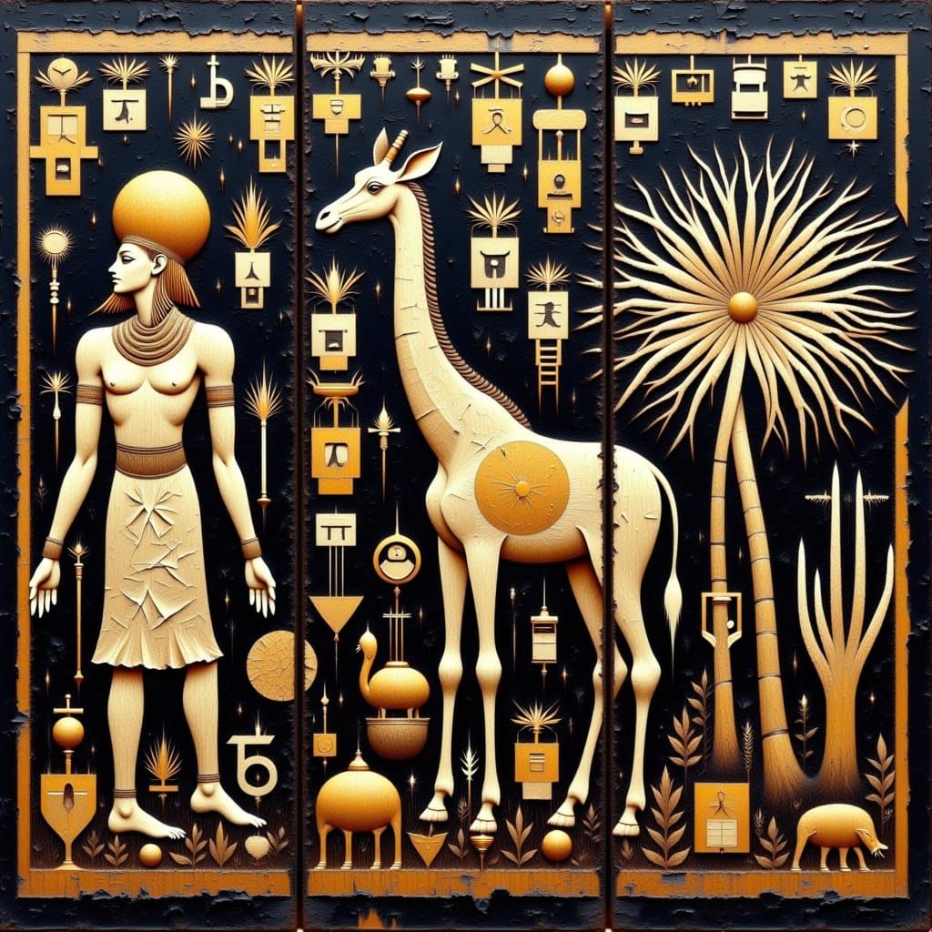 Geometric Hieroglyphics on Distressed Wall