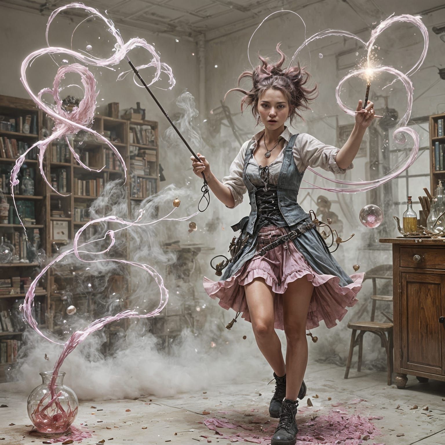 Punk Witch Battles Magic in Chemistry Classroom