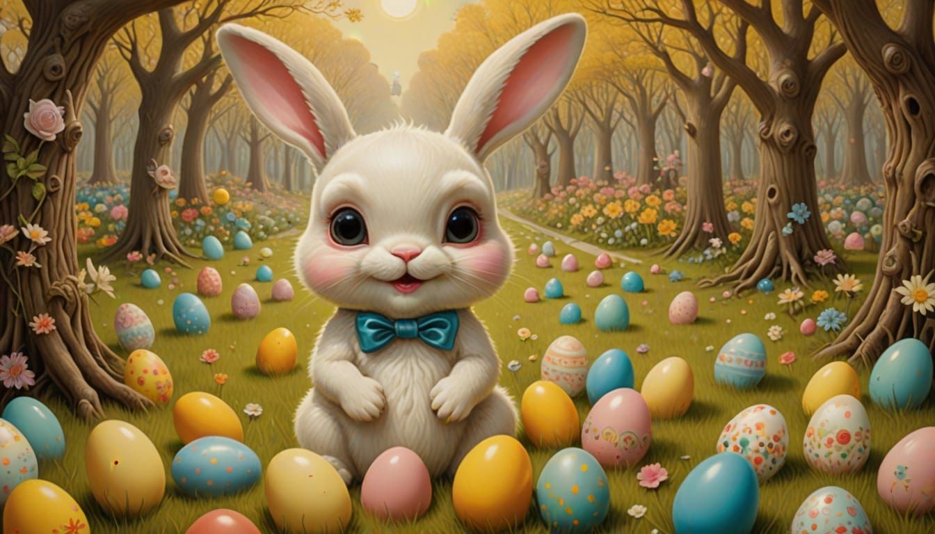 Surrealist Easter Bunny in Bright, Happy Sunshine