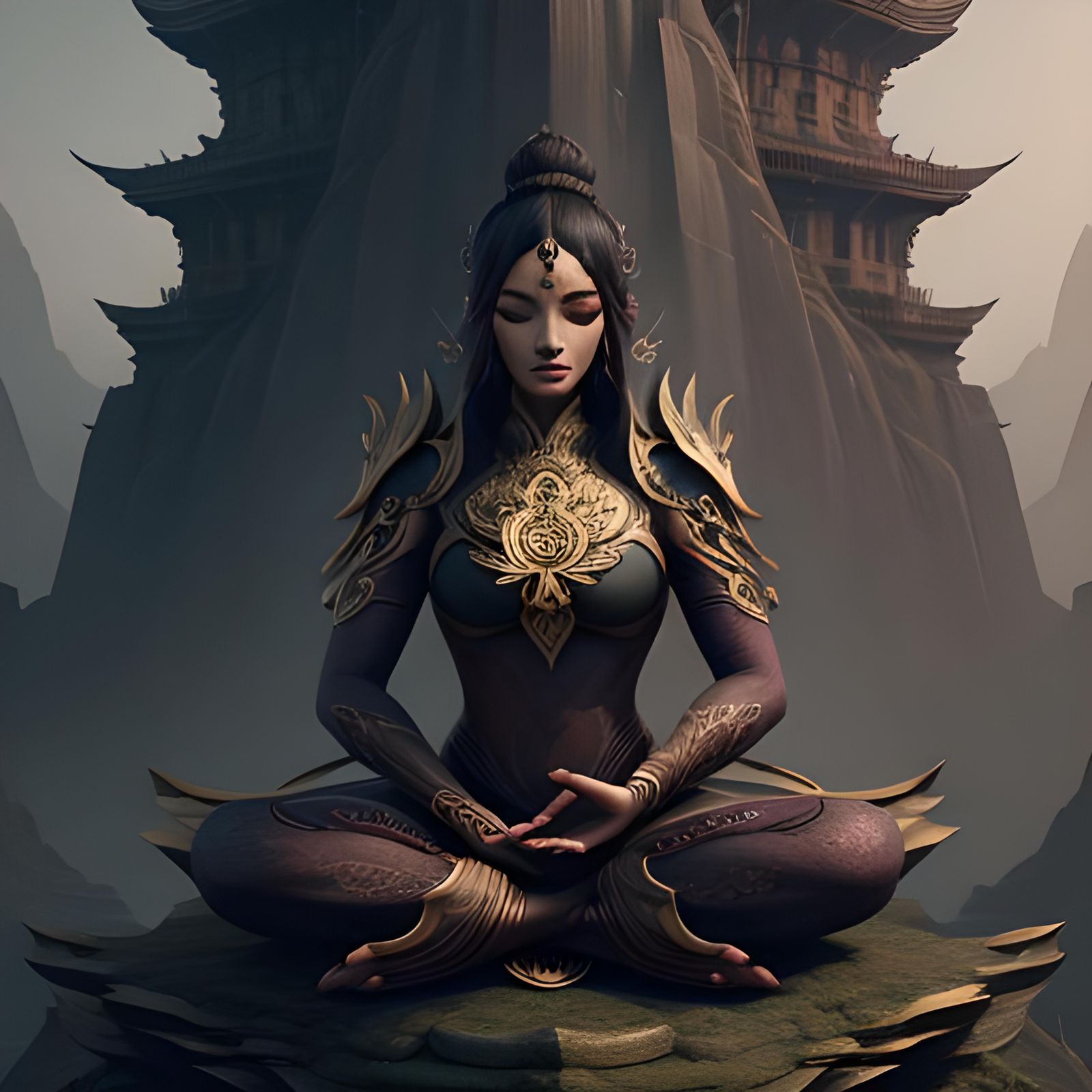 Lotus Pose in Detailed Fantasy Concept Art