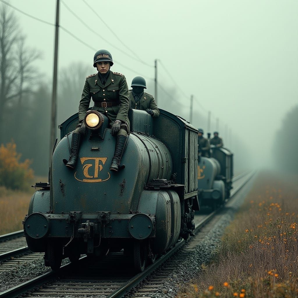 Armored Trains in War-Torn Germany: Cinematic View