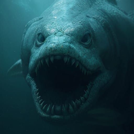 Gargantuan Moray Eel Sea Monster in Hyperrealistic Cinematic...