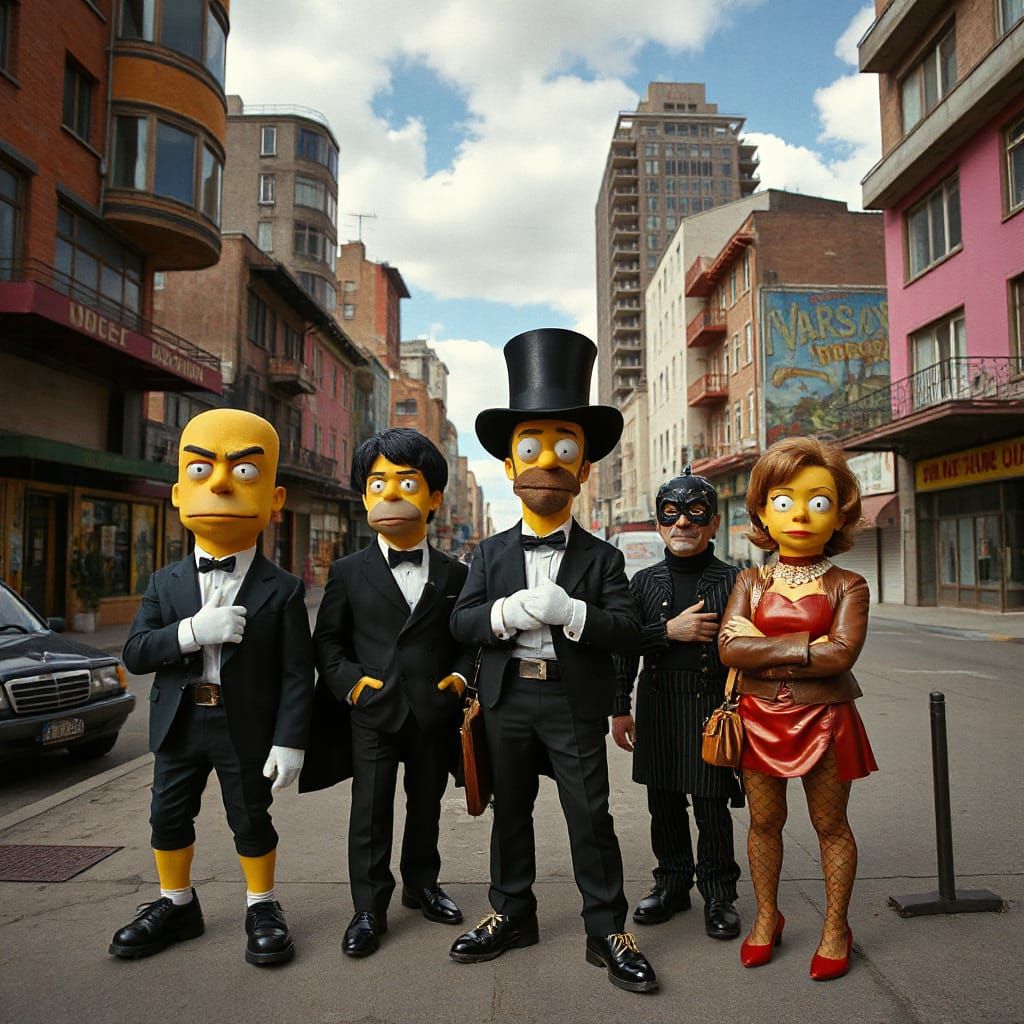 Simpsons Characters in V for Vendetta Surrealist Dreamscape