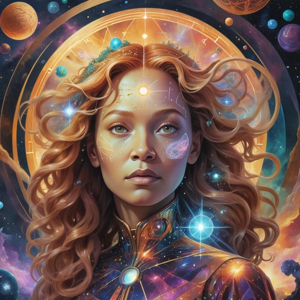 Holographic Astral Illustration in Mixed Media