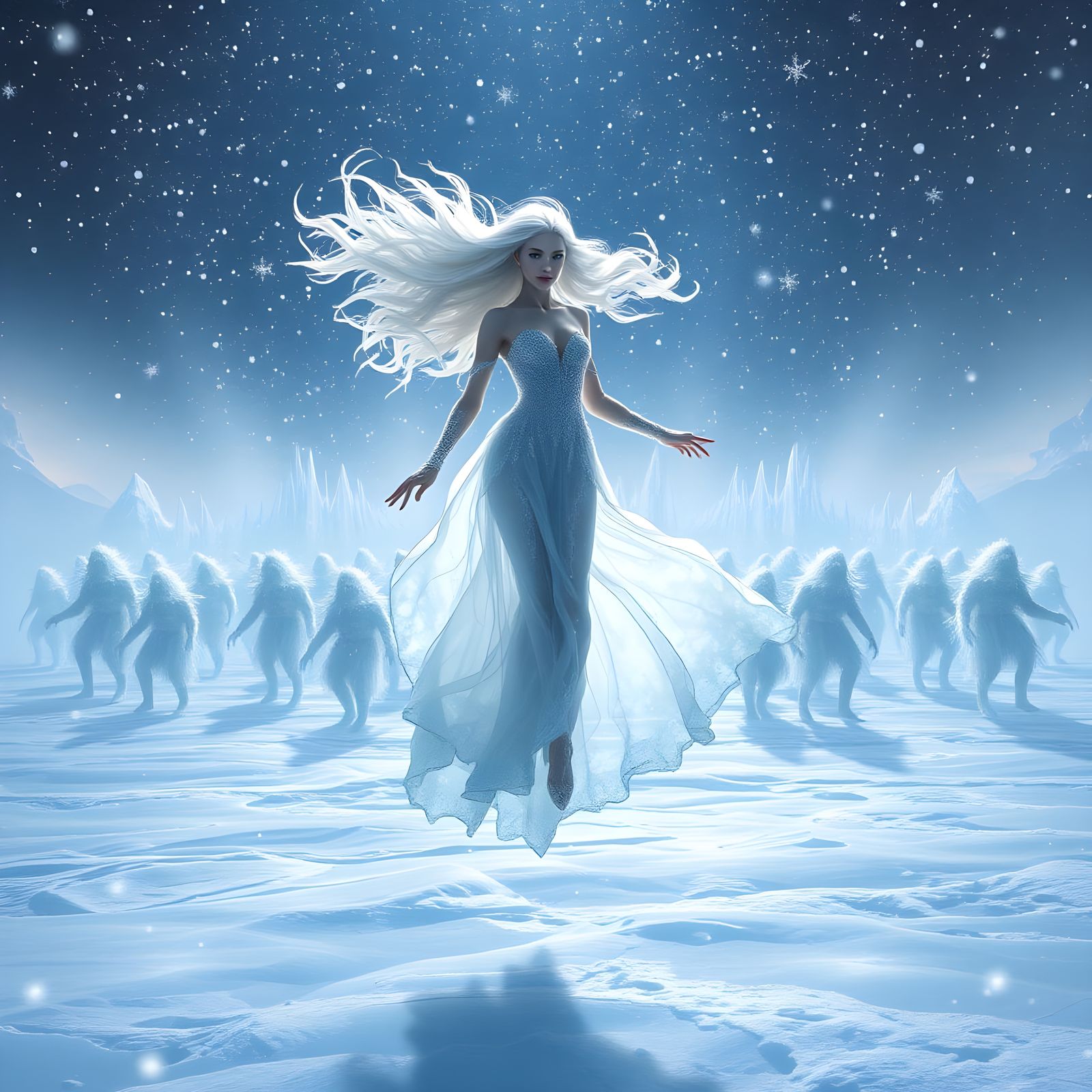 Ethereal Frost Queen Reigns Over Winter Realm