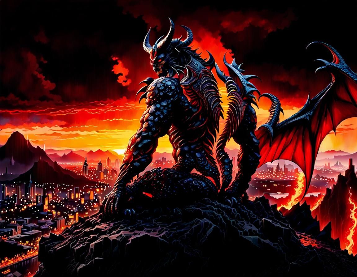 Demon in Fiery Landscape