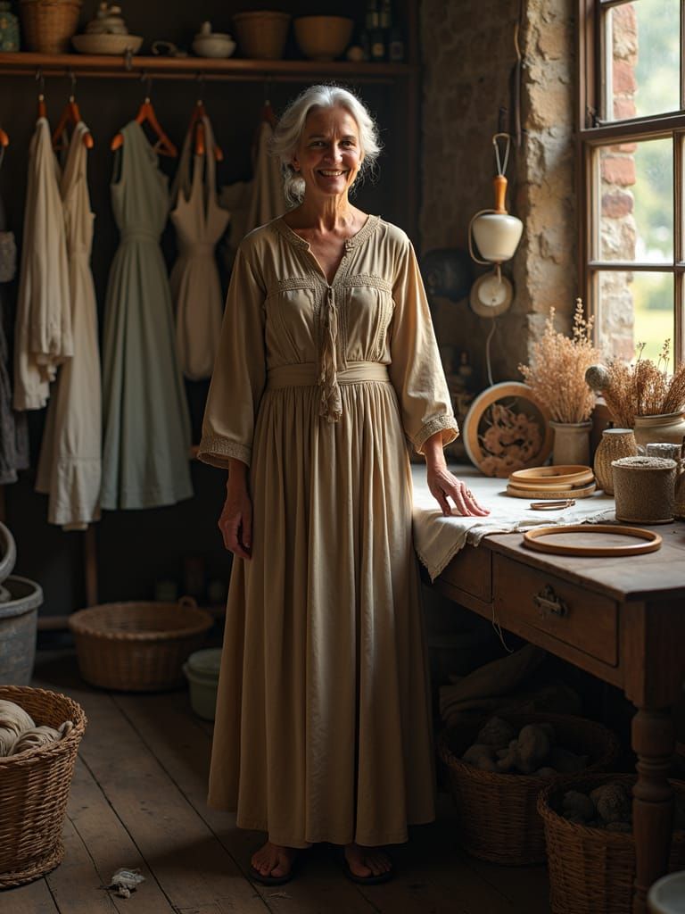 Seamstress in Workshop, Dutch Masters Style
