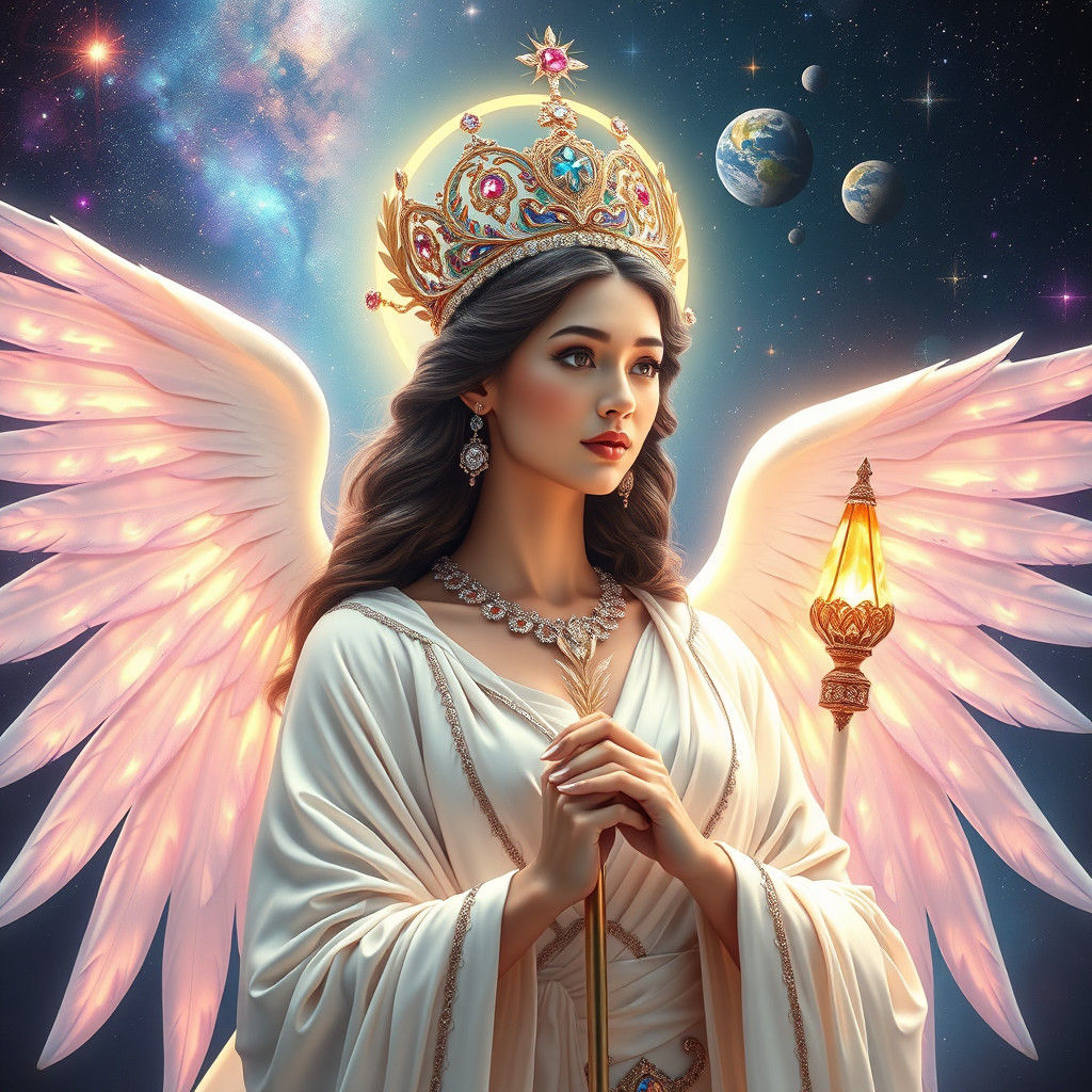 Goddess of Unity with Wings in Hyper-Realistic Style