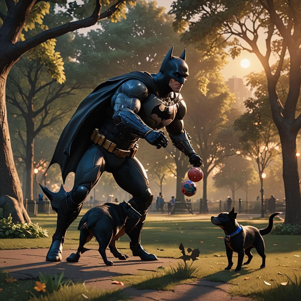 Batman and Batdog Play Catch: 3D Game Art