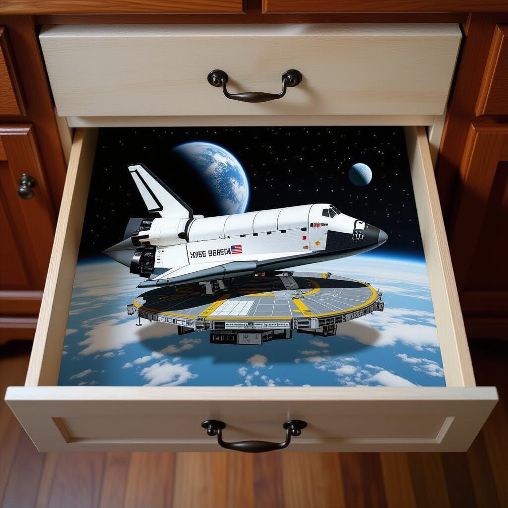 Space shuttle in a drawer