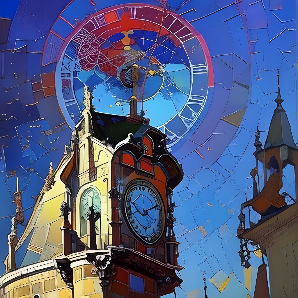 Astronomical Clock in Sky as Digital Painting