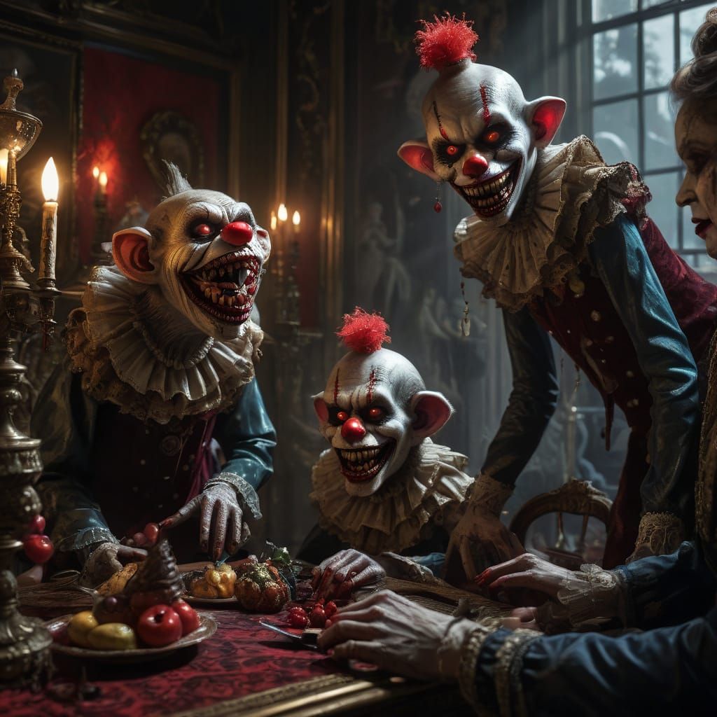 Ethereal Victorian Parlor of Zombie Monkey Monstresses in Fr...