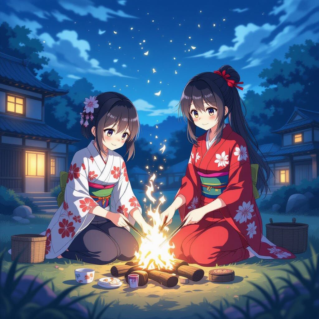 Glowing Onigiri in Anime Style