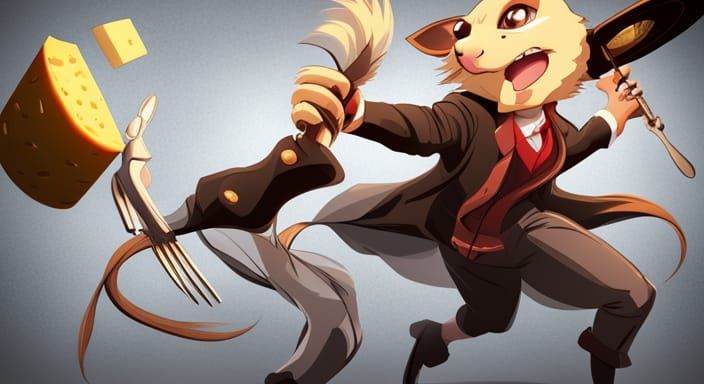 Cheese Weasel Exploding Out of Cheese, Anime Style