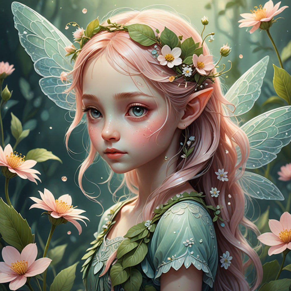 Whimsical Floral Fantasy Creature in Soft Focus