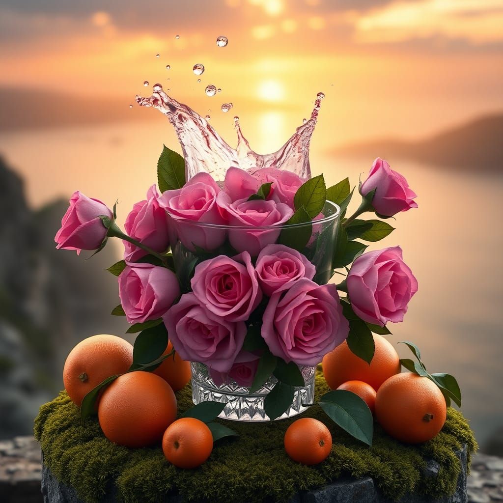 Pink Roses and Oranges by the Bay
